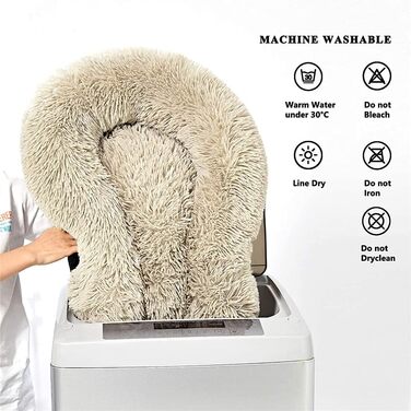 Кругле ліжко для собак та котів Chickw1, тепле м'яке ліжко-подушка Donut, миється, не слизьке, для маленьких, середніх та великих собак (світло-сірий, 80 см)