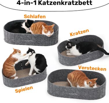 Кразборт для котів FUKUMARU, 61 см, крафтовий, у формі дивану, з круглими накладками, сірий