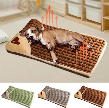 Ортопедичний лежак для собак, малого та середнього розміру - миючий, з неслизьким покриттям та високим бортиком - знімний чохол, килимок для собак, товстий та теплий лежак для домашніх тварин (Кофе)