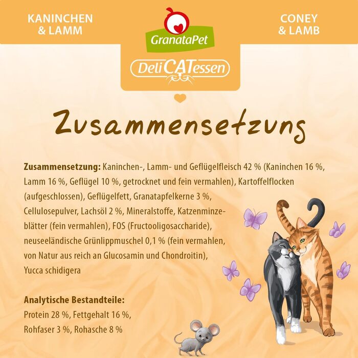 Сухий корм для дорослих котів GranataPet DeliCatessen з кроликом та ягнятим, беззерновий, без цукру, 1.8 кг