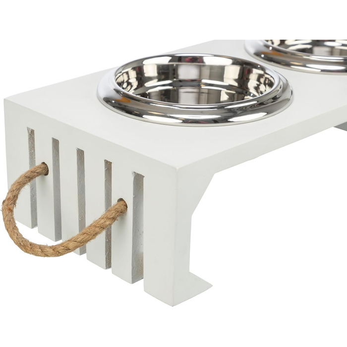 Набір мисок для собак TRIXIE Nordic 900 мл (білий) - миска для великих собак, 17 см, нержавіюча сталь, MDF, міцна, для миття в посудомийній машині