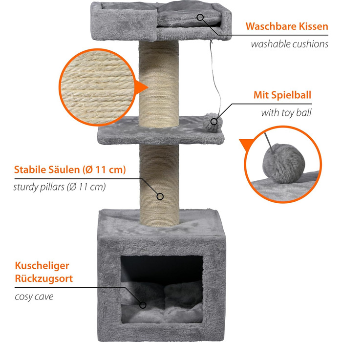 Котячий кігтеточка Dobar® Premium з дерева з великими та стійкими кігтеточками в винятковому дизайні - підходить для великих котів - 35 x 60 x 100 см (Easy)
