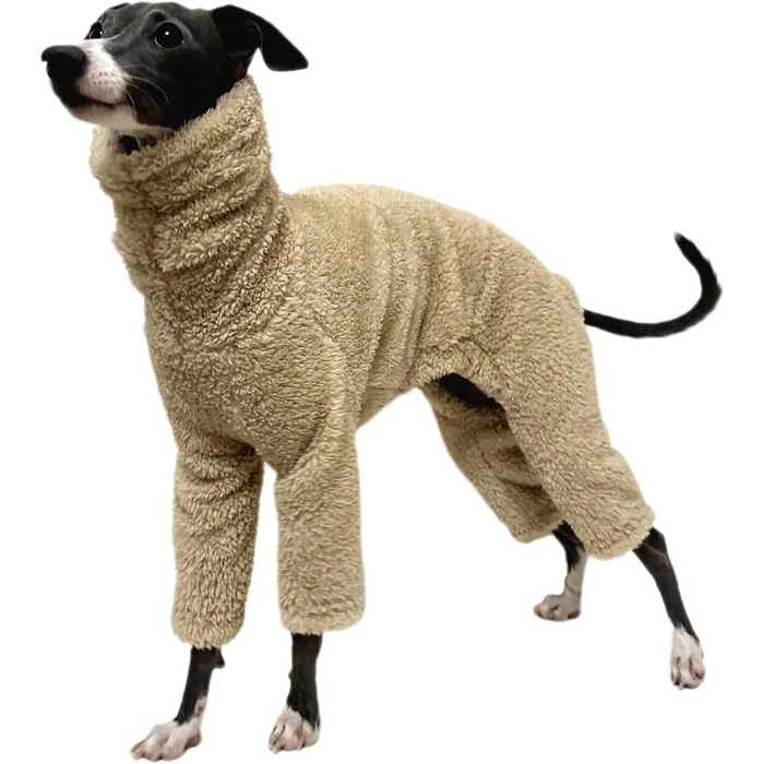 Теплий флісовий комбінезон для собак - теплий спальник для італійських грейхаундів, маленьких, середніх та великих собак (колір: коричневий)