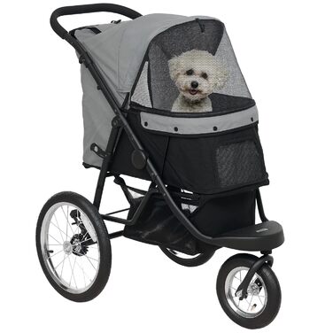 Візок для собак PawHut - візок-бігун для маленьких собак та котів до 10 кг, сірий