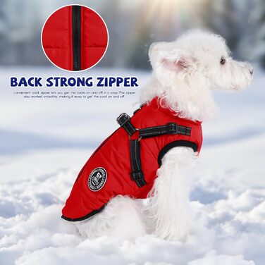 Теплий зимовий одяг для собак: куртка, жилет, плащ, водонепроникний, з кріпленням для шлейки, різні розміри, для маленьких собак, червоний L