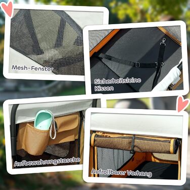 PawHut 2 в 1 візок для собак та котів, складна конструкція, до 30 кг, з подушкою, сітковими віконцями, 2 дверцятами, кишенькою для зберігання, колір коричневий