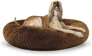 Ортопедичне ліжко для собак великих та екстра-великих порід, м'яке, з плюшу, легко миється, 40 см, кавовий колір