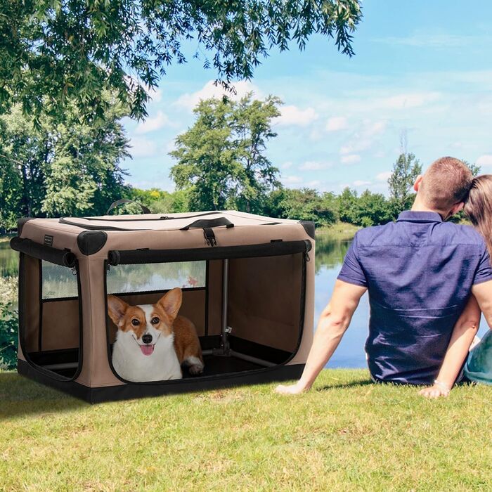 Транспортна переноска для собак Petsfit, складана, для дому, велика, середня, маленька, бежева (Khaki) M