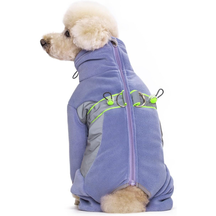 Флісовий теплий зимовий костюм для собак BT Bär з кільцем D, світловідбиваючими елементами, для малих та середніх собак (S, фіолетовий)