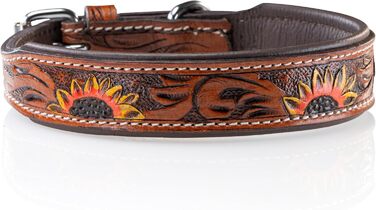 Стильне шкіряне нашийник для собак Джек Рассел від Unikat – ручна робота, з м'якою підкладкою, з натуральної шкіри буйвола, нашийник для собак Soleil (L (40,0-49,5cm), M (31.5-42.0cm))