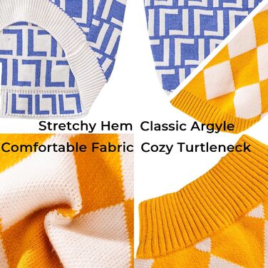 Теплий зимовий пуловер Olsa Argyle для собак, теплий халат для маленьких, середніх та великих собак, теплий одяг для цуценят, хлопчиків та дівчаток (Колір: Коричневий, Розмір: S)