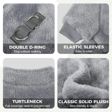 Піжама для собак, теплий зимовий светр з вельвету, для цуценят та маленьких/середніх тварин (собаки, коти), колір зелений (Large, сірий)