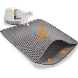 Килимок під лоток для котів Citylife Groß, 120x70 см, двошаровий, вологостійкий, з антиковзаючим покриттям, стільовий дизайн, легке прибирання, сірий колір