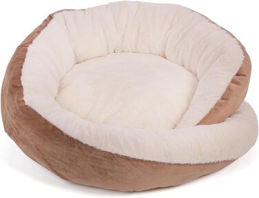 Кругле ліжко для собак Wallace & Jones Grace - зручний лежак для собак середніх порід | М'яке ліжко з бортиками, неслизьке | Колір коричнево-бежевий | Розмір M | 60 x 60 x 18 см