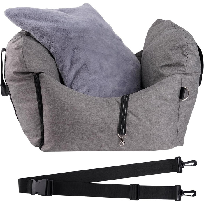 Автомобільний лежак для собак, знімний та миючий, неслизький, для маленьких та середніх собак, з ременями безпеки та бічними кишенями, підходить для будь-якого авто