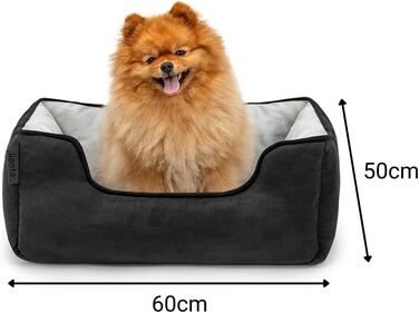 Крісло-ліжко для собак Lionto 2-в-1, 60x50 см, чорний/сірий, зручний вхід, м'яке, для собак та котів