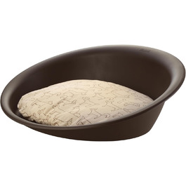 Квітковий лежак для домашніх тварин Richell, овальний, пластиковий, маленький, водонепроникний, з знімним подушечкою 100% поліестер, коричневий, L 54 x B 41 x H 18 см