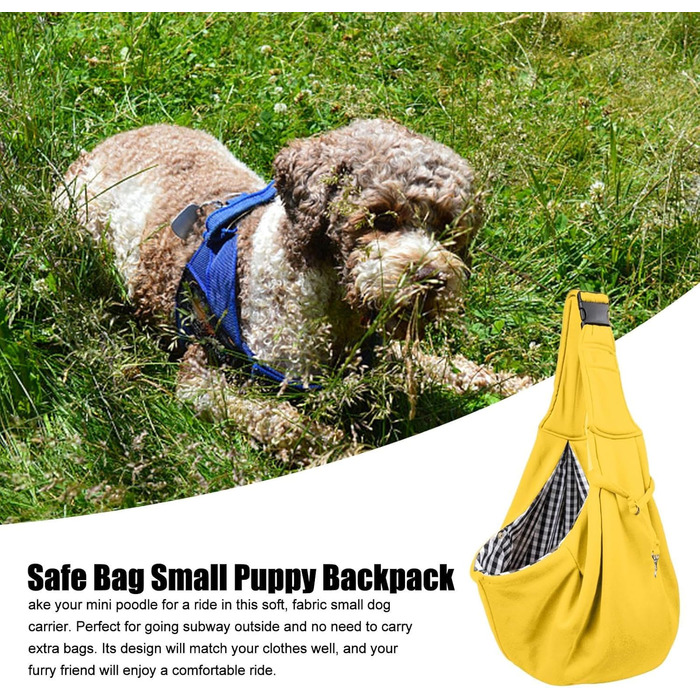 Сумка-слінг для собак: переноска для маленьких собак, жовта, з регульованим ременем