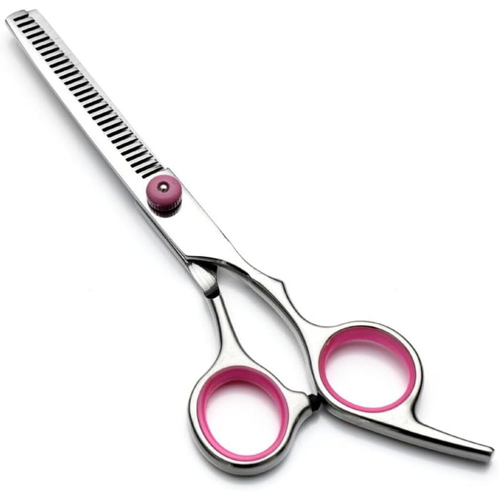 Набір професійних ножиць для собак, 4 в 1: ножиці з круглим носиком, ножиці для фінішування, прямі та вигнуті ножиці, гребінець для грумінгу, з нержавіючої сталі, для собак та котів (рожеві)