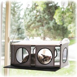 Віконне лежанка-гамак для великих котів K&H Pet Products, міцне котяче ліжко на підвіконня з кріпленням EZ Mount, підвісна полиця для котів, котячі меблі для вікна