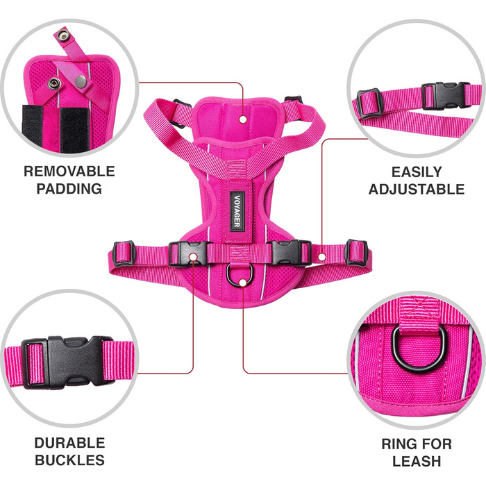 Шлея для собак Best Pet Supplies Voyager Freestyle 4-в-1, регульована, знімна підкладка, для малих і великих порід, червона, XS