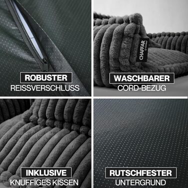 Софа для собак Chaffar | Ортопедичний лежак для собак | Сучасний стиль | Кольорова гама: вугільний | Розмір L (100 см)