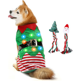 Костюм для собак на Різдво Idepet з іграшкою-тросом та світлодіодами, карнавальний костюм для собак та котів, XX-Large