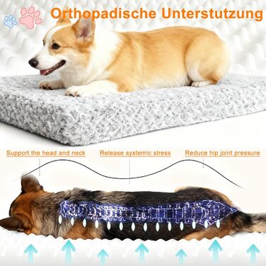 Ортопедичне ліжко для собак 90x70x8 см, середнього розміру. Зручне ліжко для собак та котів з ефектом пам'яті, антиковзаюче дно, можна прати. Сірий колір.