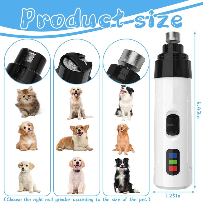 М'який шліфувальник кігтів для собак – тиха обробка кігтів для безстресових лап, ідеально підходить для собак, котів та кроликів