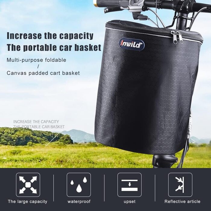 Кошик на кермо велосипеда, передній, складний | Кошик для велосипеда | Легкий монтаж, знімна корзина-сумка для самокатів, балансувальних велосипедів, собак, пікніків, покупок