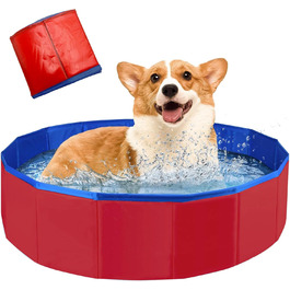 Надувний басейн для собак та котів, 60x20 см, блакитний/червоний, з неслизького ПВХ