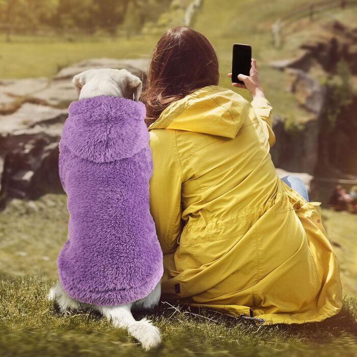 Теплий пуловер для собак великих порід Fuzzy Dog, плюшевий фліс, Sherpa, колір фіолетовий, розмір L
