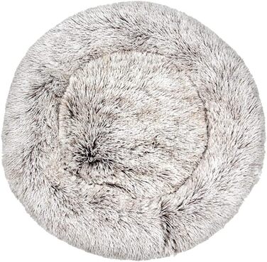 М'яке кругле ліжко для собак та котів Lukery з плюшу, зручне лежання, діаметр 60 см, колір кавовий