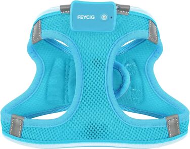 Світлодіодне шлейка для собак Feycig з LED підсвічуванням, перезаряджувана, для цуценят та собак середніх розмірів, дихаюча, синього кольору (Large)
