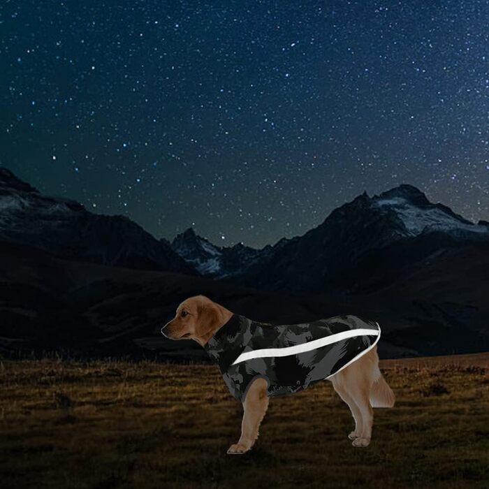 Водонепроникний теплий зимовий одяг для собак 6XL. Куртка для собак, жилет для собачого спорту, одяг для домашніх тварин з отвором для шлейки, світловідбиваючими смугами. Вітронепроникний костюм для собак середнього розміру. Білий, чорний колір.