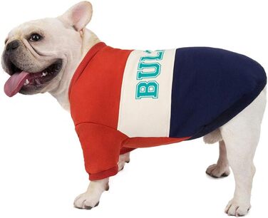 Світшот для Французького Бульдога: теплий костюм для маленьких собак та котів, Патчворк (XXL, Бордовий)