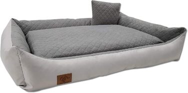 Ліжко для собак Odolplusz XXL - велике ліжко-софа для собак, м'яке собаче ліжко з подушкою | Знімний та пральний чохол [120x80 см, сірий] Сірий L 120 x W 90 x H 19 см