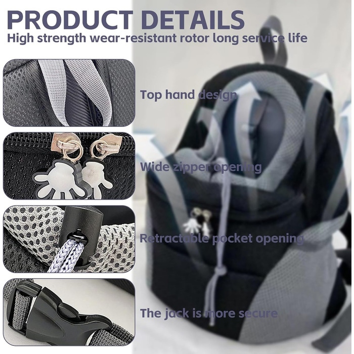 Переносний дихаючий рюкзак для собак та котів, регульований транспортний рюкзак з вікном (Чорний, M)