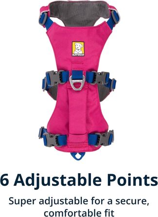 Шлея для собак Ruffwear Flagline з ручкою, легка, регульована, 3 точки кріплення повідка, посилена стрічка, міцне металеве кільце, рожевий Alpenglow, XXS