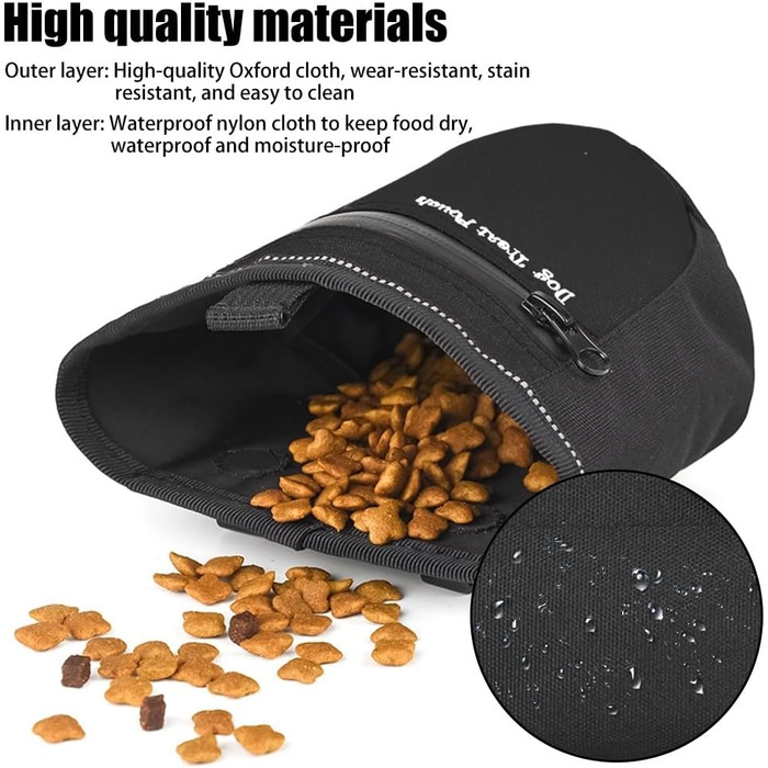 Сумка для ласощів для собак DONGKER з магнітним закриттям, поясна сумка для ласощів для тренувань та виховання цуценят, швидке винагородження, чорна