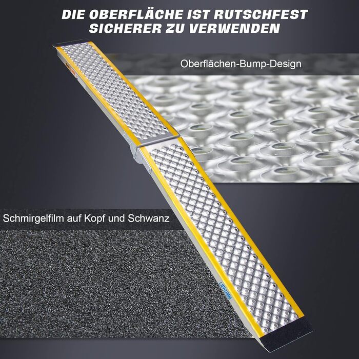 Рампа для підйому LIEKUMM, 180 см, 300 кг, алюміній, складна, протиковзка. Підходить для мотоцикла, ATV, велосипеда, авто.