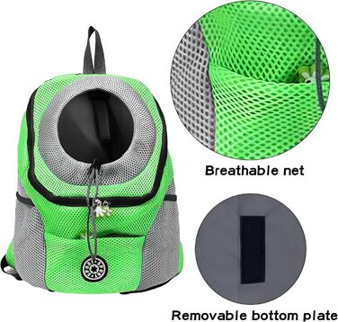 Рюкзак-переноска для собак та котів, до 10 кг, зелений, для подорожей та активного відпочинку
