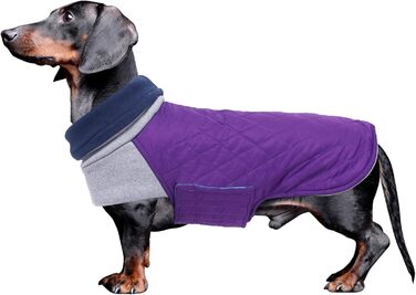 Теплий зимовий пуховик для такси, тепла жилетка для такси, пуховик для такси з отвором для шлейки, вітрозахисний пуховик з коміром-стійкою, жилетка для мініатюрних такс, зелений, S (довжина спини: 31-34 см), зелений (L (довжина спини: 41-44 см), фіолетови