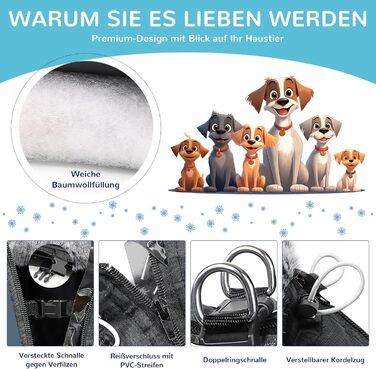 Водонепроникний теплий зимовий одяг для собак ALLSOPETS з світловідбиваючими смугами. Зимова жилетка для собак, теплий одяг для собак (Meteoritgrau, 3XL)
