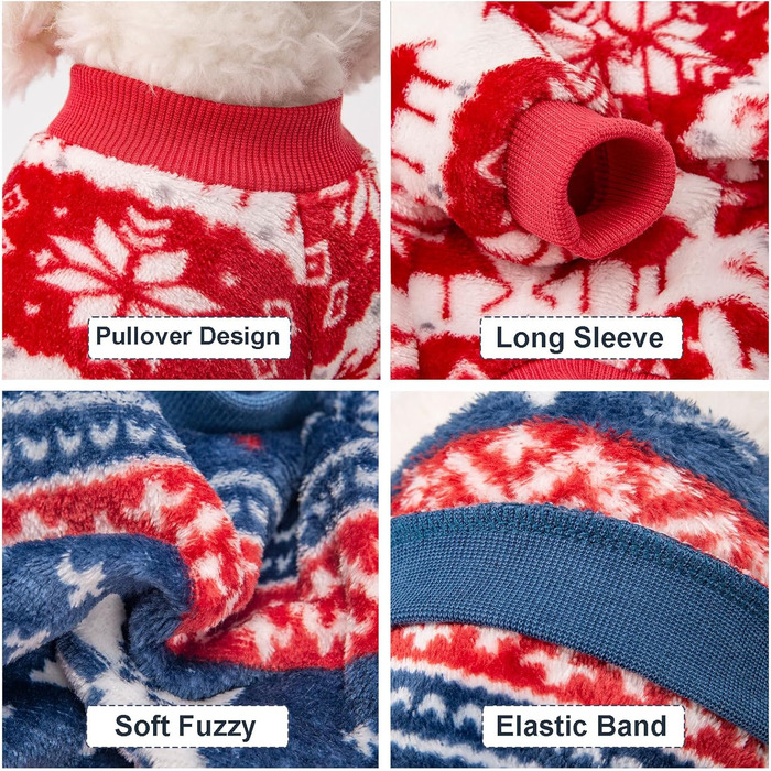 Пуловер для собак Kyaringtso, 2 шт., для маленьких собак, теплий зимовий пуховик для цуценят, для дівчаток та хлопчиків, червоний та синій (XXS)