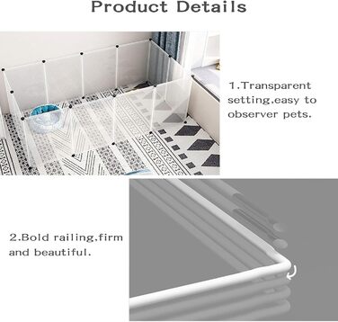 Забіг для домашніх тварин Kathson з пластику, портативний загін для кроликів, клітка для дрібних тварин, DIY, металевий вольєр, клітка для двору, для дому та вулиці, для маленьких кроликів, котів, морських свинок, їжаків, щурів (12 шт. [35,8 x 45,7 см])
