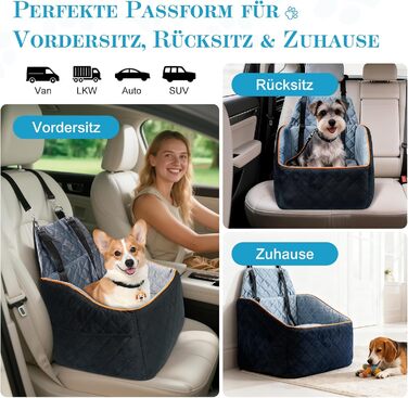 Автомобільний собачий сидіння для собак великих та середніх порід до 45 кг, знімний та пральний, з безпечними ременями та неслизьким дном для заднього сидіння авто