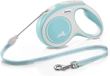 Рулетка-повідок Flexi для собак, висувна, з м'якою ручкою, 3/5/8 м, для тварин 8-20 кг, блакитна