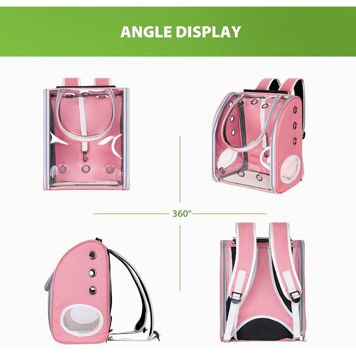 PETCUTE Рюкзак для собак і котів, дихаючий, прозорий, з підкладкою, для подорожей, дозволений авіакомпаніями, рожевий