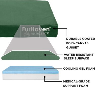 Водонепроникне охолоджувальне гелеве ліжко для собак Furhaven знімний чохол, для середніх і великих порід до 25 кг, для дому та вулиці, Оксфорд Поліканвас, лісовий принт